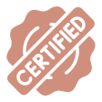 Certified badge icon on black background.